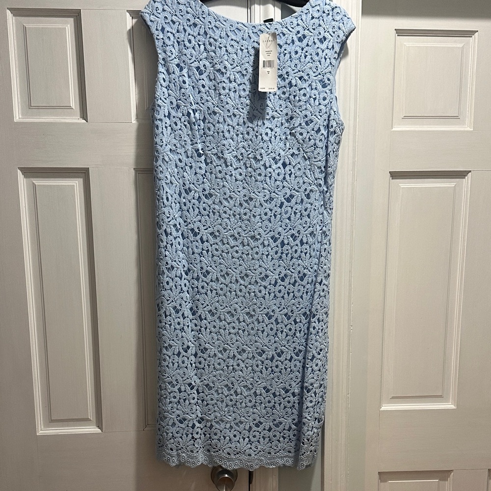 LAUREN Ralph Lauren Light Blue Lace Sleeveless Sheath Dress